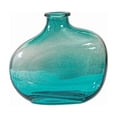 thumbnail image 1 of Qocolcyl Turquoise Blue Glass Bud Vase, Small Squat Decorative Vase for Table Centerpieces, Home Office, 1 of 5
