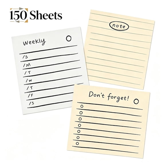 Qocolcyl Under 1$ Dollar 3 Pack Sticky Notes Pads, Total 150 Sheets,3inx3in, Multicolor Tearable Notes for Classroom Office Daily Reminders