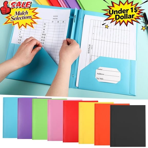 Qocolcyl Under 1$ Dollar Plastic Folders with Pockets and Prongs, Letter Size, Flexible Plastic Folders with Prongs,Light Blue