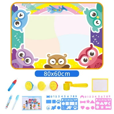 Qocolcyl Water Doodle Mat - Large Kids Painting Writing Color Doodle Drawing Mat Toy Bring Magic Pens Educational Toys for Age 2 3 4 5 6 7 Year Old Girls Boys Toddler Birthday Christmas Gift