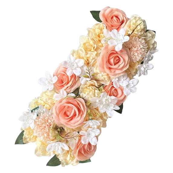 Qocolcyl Wedding Arch Artificial Flower Panels Faux Floral Swags Rose Silk Roses Hydrangea Row Arrangements Flower for Wedding Wall Tables Party Dinintable Centerpiece Christmas Decoration (Yellow)