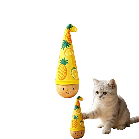 Qocolcyl Wood Base Feather Cat Tumbler Toy, Weighted Wobble Interactive Kitten Teaser With Replaceable Feather, Simulation Hunting Indoor Anxiety Relief Play Toy For All Cats Small Dogs