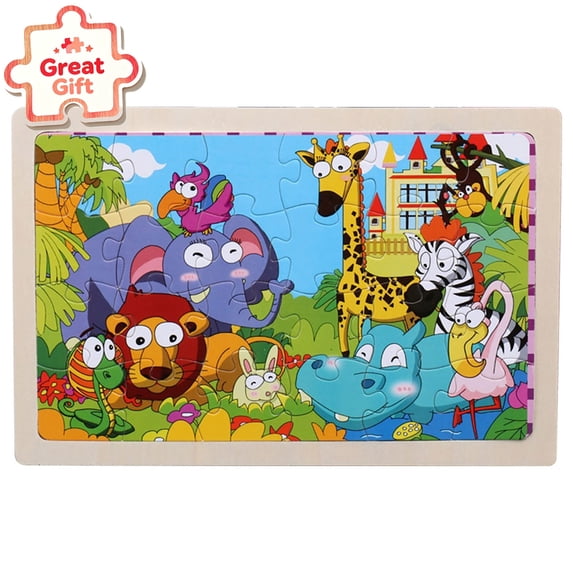 Qocolcyl Wooden Cartoon Animal Peg Puzzles for Preschool Toddler Ages 2 3 4+ Educational Toys,Kids Early Learning Wooden Puzzle Set for Boys Girls Christmas Stocking Stuffers Holiday Birthday Gift