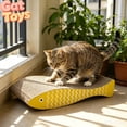 thumbnail image 1 of Qocolcyl Yellow Fish Shaped Corrugated Cardboard Cat Scratcher Pad, Durable Scratch Board Lounge Bed, Furniture Protector Claw Sharpener Interactive Enrichment Toy For Indoor Kittens Adult Cats, 1 of 7