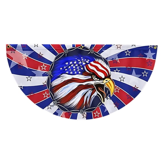 Qocolhg 1.5x3Ft American Bunting Flag 4th of July Stars Bunting Banner Patriotic Decorations Pleated Half Fan Flags Decor Outdoor Outside Porch Garden Window Independence Memorial Veterans Day