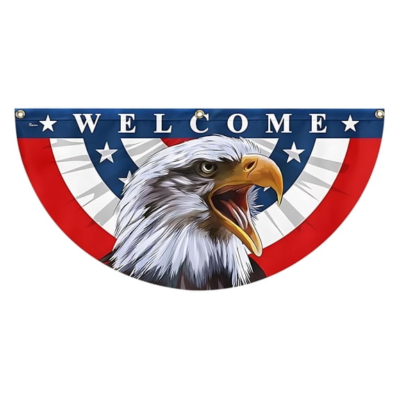 Qocolhg 1.5x3Ft American Bunting Flag 4th of July Stars Bunting Banner Patriotic Decorations Pleated Half Fan Flags Decor Outdoor Outside Porch Garden Window Independence Memorial Veterans Day