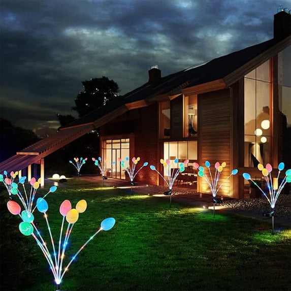 Qocolhg 1 Pack Solar Easter Egg Lights Outdoor, Colorful Garden Swaying Firefly Light Easter Lights Waterproof Solar Stake Light for Pathway Landscape Lawn Yard Porch Patio Spring Easter Decorations
