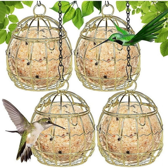 Qocolhg 1 Pcs Bird Feeder, Suet Ball Feeders for Outside Hanging, Metal Hanging Bird Feeder with Hooks, Fat Ball Bird Feeder Suet Feeder for Wild Birds Outdoor Garden