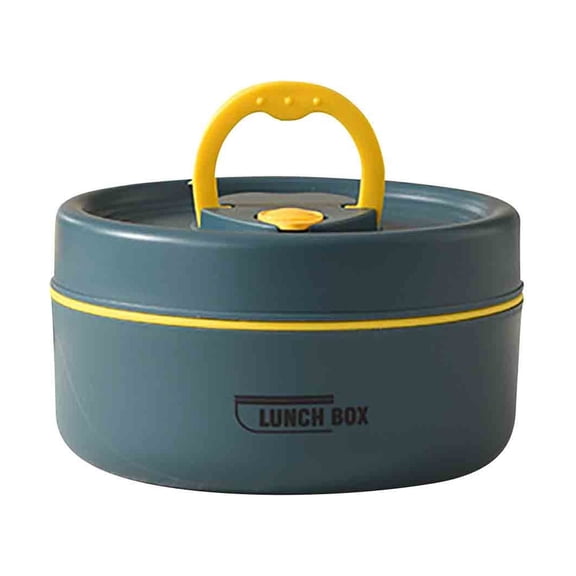 Qocolhg 1 Pcs Food Warm Lunch Container, Stainless Steel Thermal Lunch Container Portable Thermal Cooking Pot Single Layer Box Round Shape Food Container for Office, Microwaveable