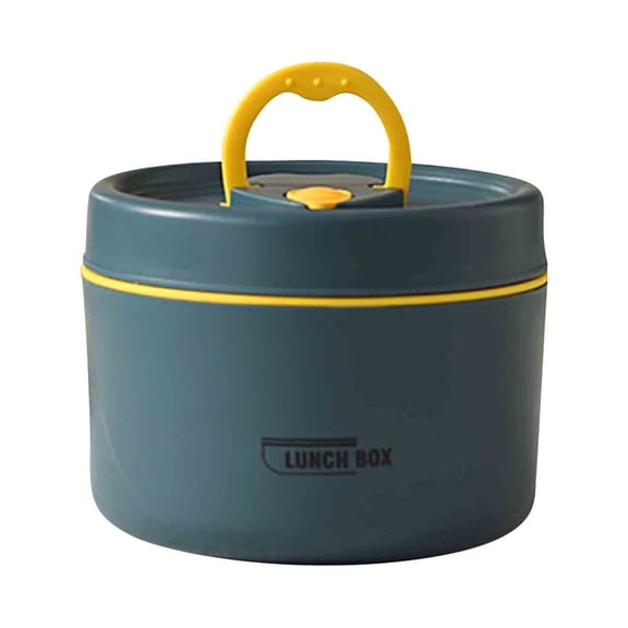 Qocolhg 1 Pcs Food Warm Lunch Container, Stainless Steel Thermal Lunch Container Portable Thermal Cooking Pot Single Layer Box Round Shape Food Container for Office, Microwaveable