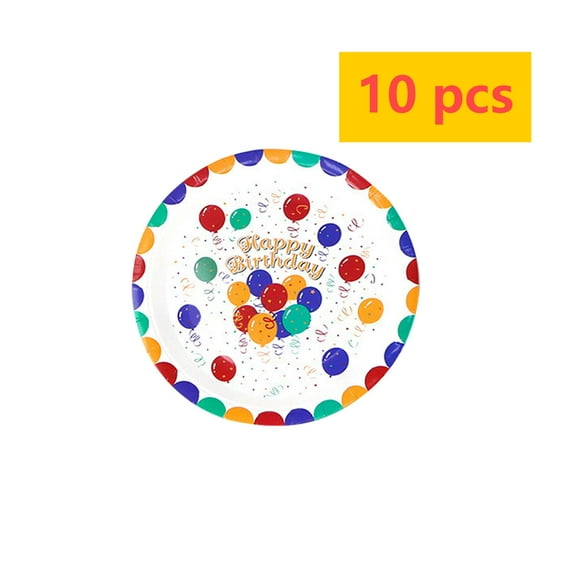 Qocolhg 10 Pcs Happy Birthday Plates, Birthday Paper Plates 50 Pcs, Party Plate | Disposable Heavy Duty Disposable Plate For Party Supplies And Decorations, Clearance