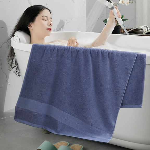 Qocolhg 100% Cotton Oversized Bath Towel on Clearance, Ultra Soft Highly Absorbant Compact Quickdry & Lightweight Large Bath Towels for Bathroom Gym Travel Camp Pool, Lighter Weight, 28x55 inch Blue