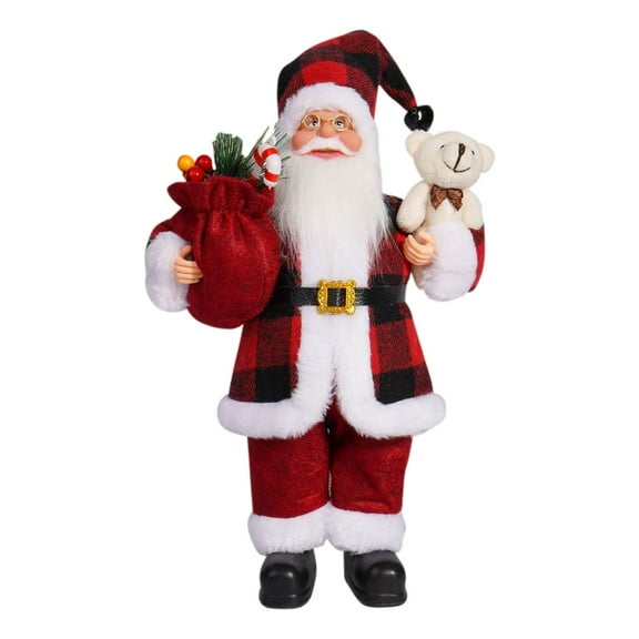 Qocolhg 12 Inch Santa Claus Standing Santa Figure Gift Home Decor Figurine Xmas Ornament for Table Home Shop Indoor Outdoor Christmas Party, Christmas Decorations Clearance