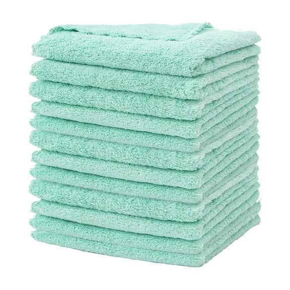 Qocolhg 12Pcs Hangable Kitchen Dish Rags Absorbent Thickened coral velvet dishcloth for kitchen,Washing Dishes,Cleaning Rags Reuseable Cleaning Dishcloths Microfiber Scrubbing Wash Towels, Mint Green