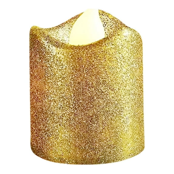 Qocolhg 12pcs Flickering Candle Light Wedding Bar Decoration LED Powdered Small Candle Gold Wavy Mouth Candle, Battery Operated for Wedding Home Decor
