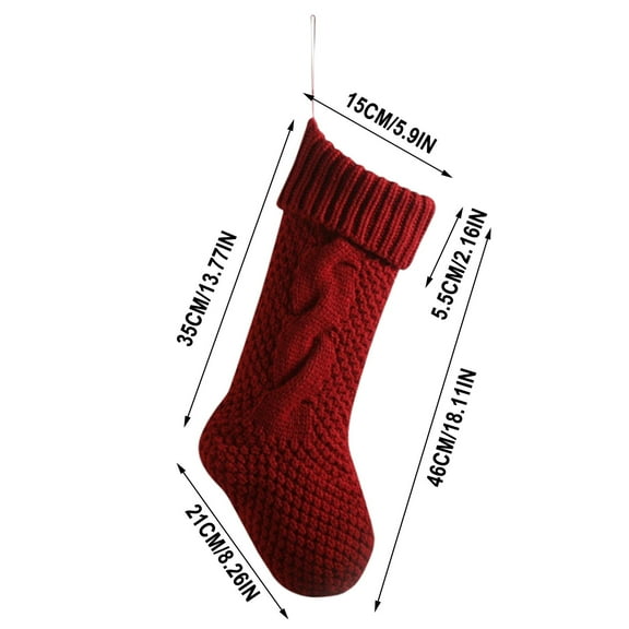 Qocolhg 18 Inch Large Size Cable Knit Christmas Stockings, Unique Burgundy Xmas Stocking Decorations for Family Holiday Season Decor, Christmas Hanging Ornaments, Red