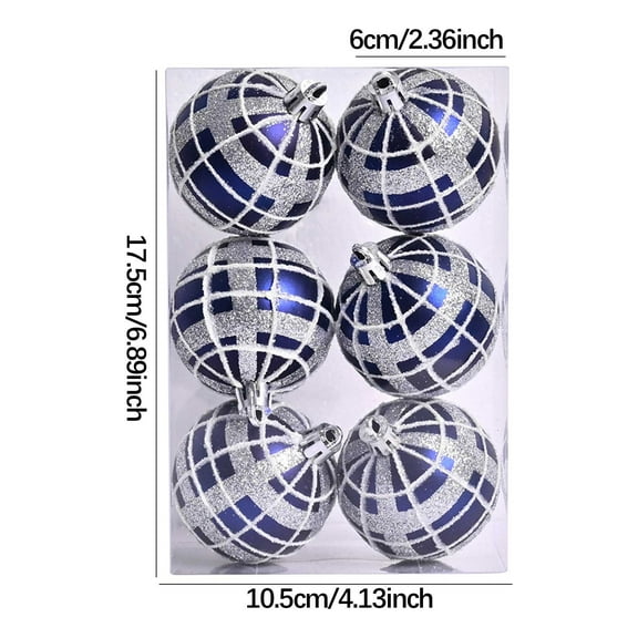 Qocolhg 2.36 inch Christmas Ball Ornaments Set, 6 Pcs Xmas Tree Ornaments Decoration, Shatterproof Large Decorative Hanging Balls with Loop for Christmas Party Holiday Wreath Garland Home Decor
