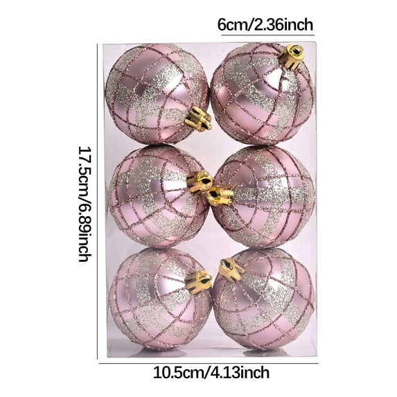 Qocolhg 2.36 inch Christmas Ball Ornaments Set, 6 Pcs Xmas Tree Ornaments Decoration, Shatterproof Large Decorative Hanging Balls with Loop for Christmas Party Holiday Wreath Garland Home Decor
