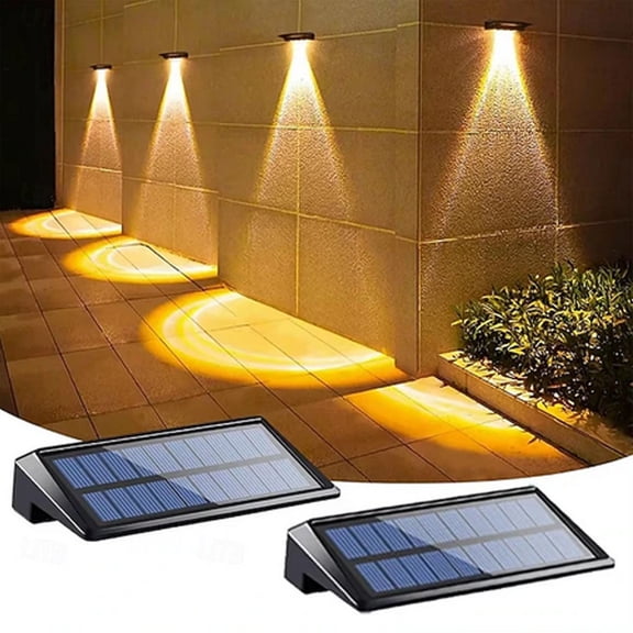 Qocolhg 2 Pack Solar Deck Lights, Solar Lamps Outdoor Waterproof, Outdoor Fence Solar Lights for Step, Railing, Wall, Pool Side LED Waterproof Patio Decor, Solar Powered Lamp, Clearance