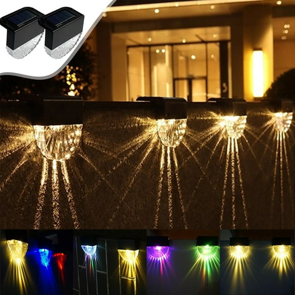 Qocolhg 2 Pack Solar Deck Lights, Solar Lamps Outdoor Waterproof, Outdoor Fence Solar Lights for Step, Railing, Wall, Pool Side LED Waterproof Patio Decor, Solar Powered Lamp, Clearance