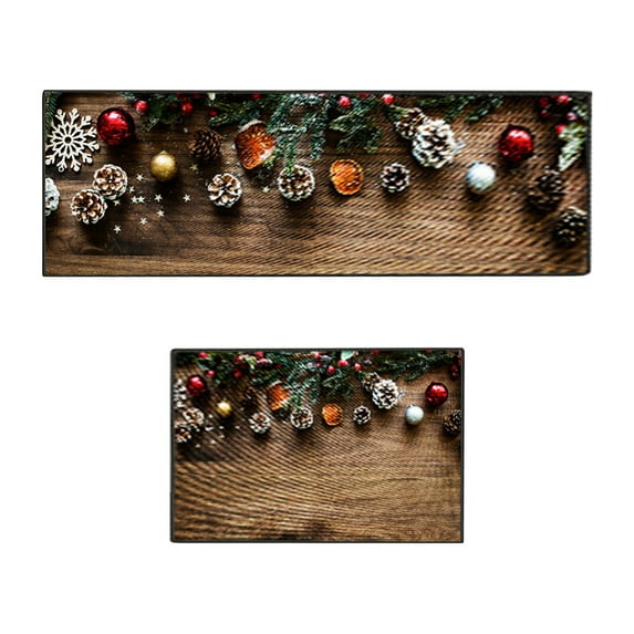 Qocolhg 2 Pcs Christmas Decorations Indoor Door Mat, Christmas Themed Front Doormat, Christmas Door Rugs Outdoor Welcome Floor Mat, Non Slip Rubber Backing, Kitchen Mats For Floor, 16x47 In,16x24 In