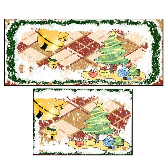 Qocolhg 2 Pcs Christmas Decorations Indoor Door Mat, Christmas Themed Front Doormat, Christmas Door Rugs Outdoor Welcome Floor Mat, Non Slip Rubber Backing, Kitchen Mats For Floor, 16x47 In,16x24 In