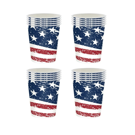 Qocolhg 20 Pack American Flag Patriotic Party Supplies Disposable Paper Cup for Veterans Day Election Day 4th of July Independence Day Decorations, on Clearance, Paper Cup