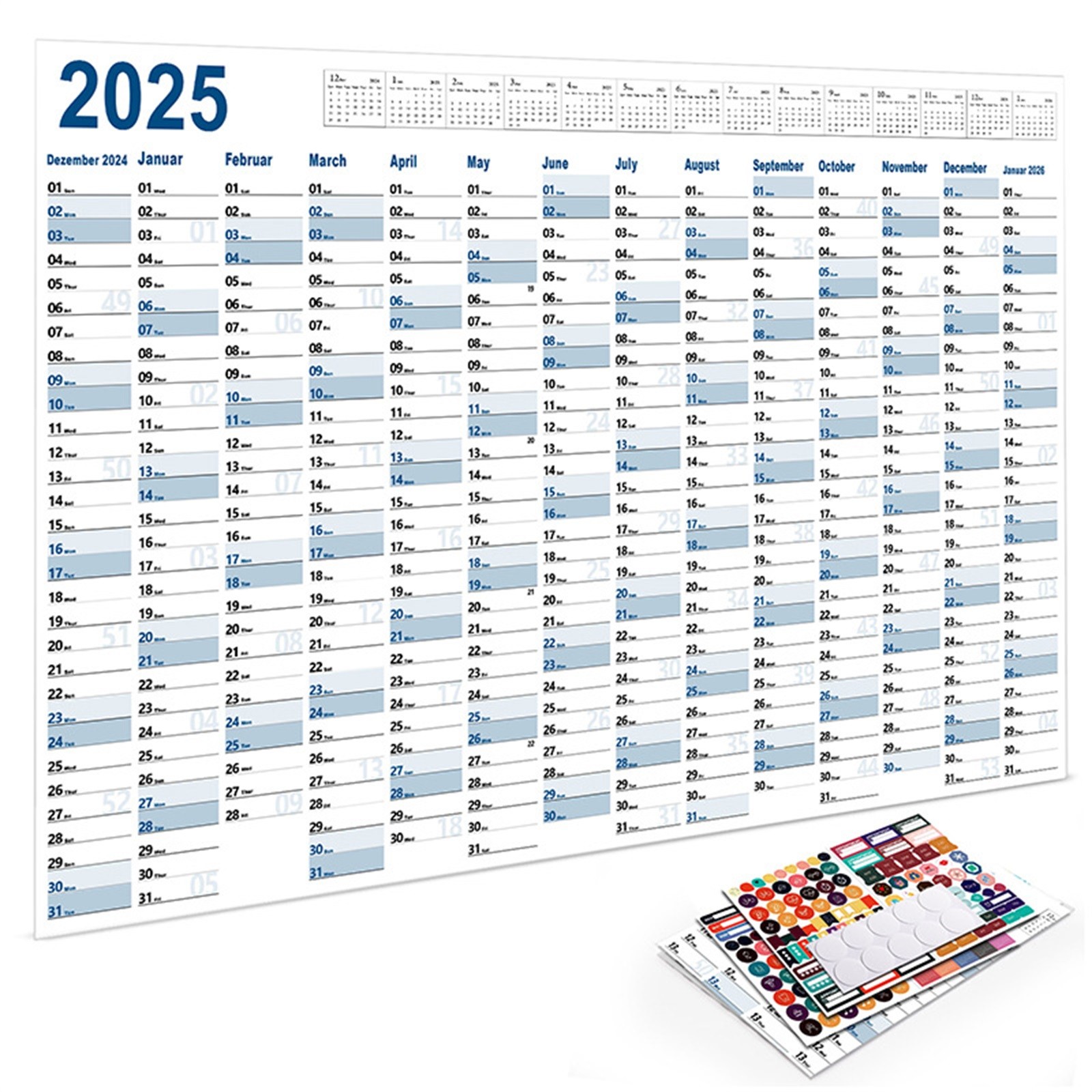 Qocolhg 2025 Wall Calendar, 2025 Yearly Large Wall Calendar, Full Year