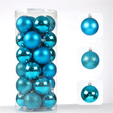 Qocolhg 24 Pieces of Assorted Shatterproof Christmas Ball Ornaments Seasonal Decorative Hanging Ornament Set, Christmas Tree Decorations(Light Blue)