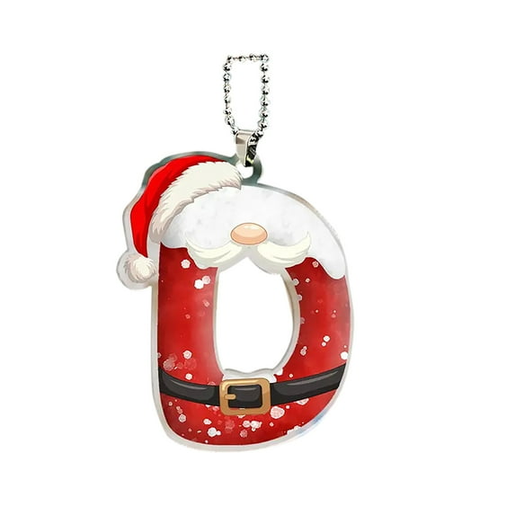 Qocolhg 26 Alphabet Ornaments for Christmas Tree Initial Letter Santa Claus Pendant with Santa Hat Mini Red Hanging Decorations for Christmas Tree Party Gifts DIY Decor, D