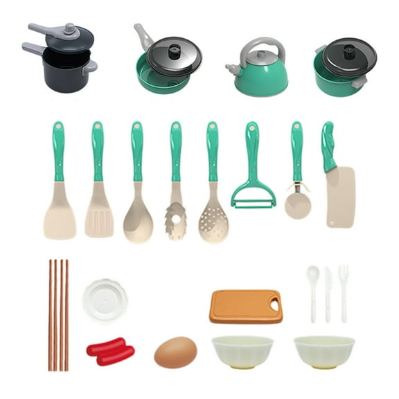 Qocolhg 28Pcs Kids Kitchen Toy Accessories, Toddler Pretend Cooking Playset with Play Pots, Pans, Utensils, Cookware, Play Food Set, Toy Vegetables, Learning Toddler Toys for Birthday Christmas Gift