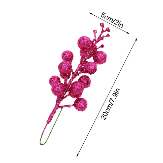 Qocolhg 3 Pcs Berry Stems for Christmas Tree Ornaments, 7.8 Inch Artificial Glitter Christmas Tree Picks,DIY Xmas Wreath, Holiday and Home Decoration, Christmas Decorations Clearance