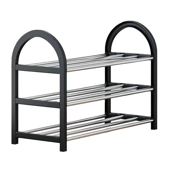 Qocolhg 3 Tier Shoe Rack for Entryway, Metal Shoe Storage Organizer, Large Capacity Shoe Shelf Holds 6 Pairs of Shoes, Durable and Stable, for Entryway, Hallway, Closet, Dorm Room, Living Room, Brown