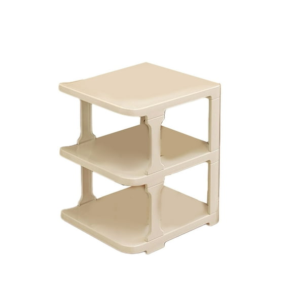 Qocolhg 3-Tier Storage Rack, Shoe Shelving, Foldable Small Shoe Rack, Frees Standing Organization Shelves, Narrow Stackable, for Entryway, Closet, Kitchen, Living Room, Bathroom, Space Saving, White