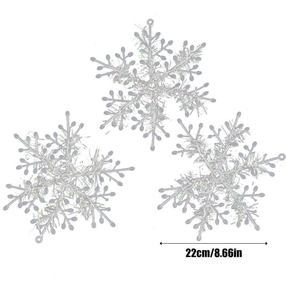 Qocolhg 30 Pcs Christmas Snowflake Deocrations, 3D Self Hanging Ornaments, Plastic Silver Glitter Christmas Tree Snowflake Decorations, Ornaments for Winter Wonderland, Christmas Holiday Party Decor