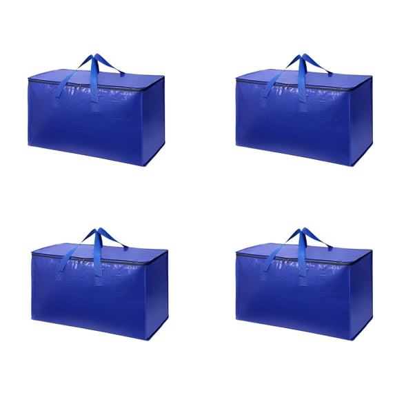 Qocolhg 4 Pack Large Moving Bags with Zippers & Carrying Handles, Moving Bag for Packing Clothes, Durable Storage Bin Organizer, Heavy Duty Storage Tote Moving Boxes, Space Saving, Blue
