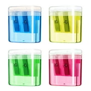 Qocolhg 4 Pcs Double Hole Pencil Sharpener, Two Holes Manual pencil sharpener for Standard Pencils, Large Colored Pencils, and Makeup Pencils Multicolor