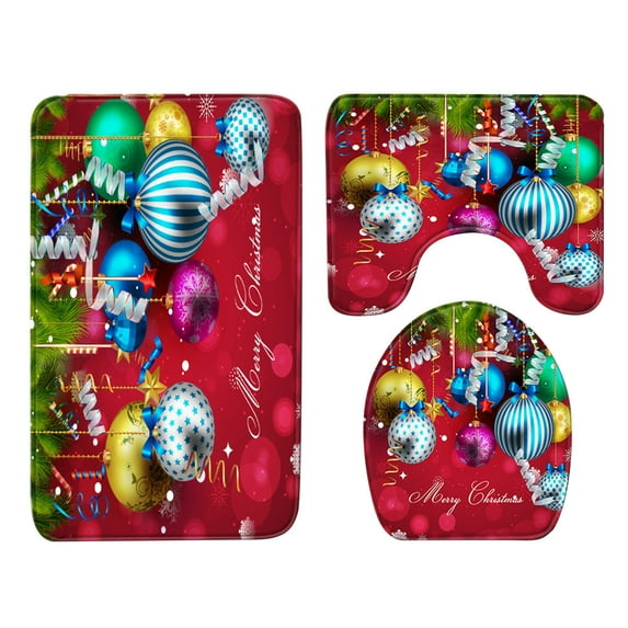 Qocolhg 4 Pcs Merry Christmas Shower Curtain and Rug Set Xmas Santa Claus Elk Snowman Christmas Tree Bathroom Decor Waterproof Bath Curtain with Hooks Holiday Winter Gifts for Home Decorations