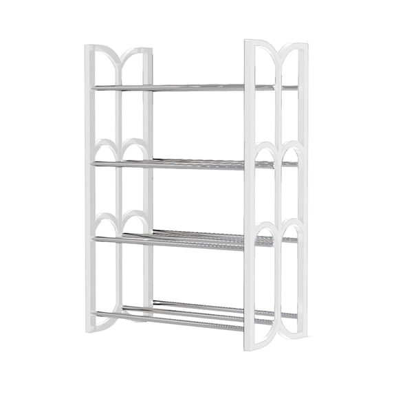 Qocolhg 4-Tier Shoe Rack Shoe Organizer, Sturdy Shoe Rack for Closet & front Door Entrance Entryway with Spacious Top and Strong Metal Shelves Industrial Style Free Standing Storage Shelves, White