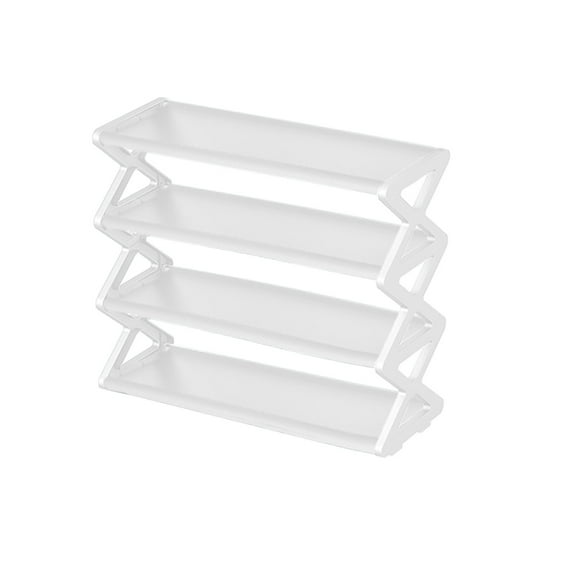 Qocolhg 4 Tier Small Shoe Rack, Shoe Shelf, Sturdy Shoe Organizer for Entryway and Front Door Entrance, Shoe Shelf, Free-Standing Closet Shoe Organizers and Storage, White