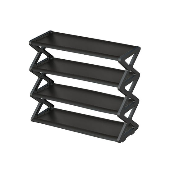 Qocolhg 4 Tier Small Shoe Rack, Shoe Shelf, Sturdy Shoe Organizer for Entryway and Front Door Entrance, Shoe Shelf, Free-Standing Closet Shoe Organizers and Storage, Black