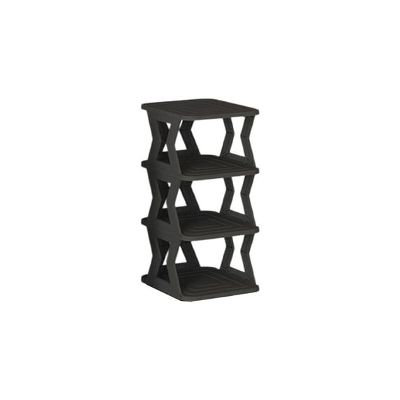 Qocolhg 4 Tier Vertical Narrow Shoe Rack, Free Standing Shoe Racks, Skinny Shoe Shelf Easy Assembly, Compact Shoe Organizer Space Saving for Small Spaces, Entryway, Garage, Front Door Entrance, Black