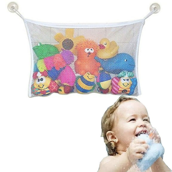 Qocolhg Up to 40% off! Bath Toy Organizer Mesh Bag Baby Bathtub Hanging Storage Bag Quick Drying Bathroom Shower Caddy Net Bag with Suction Cups for Kids & Toddlers, 45 * 35cm