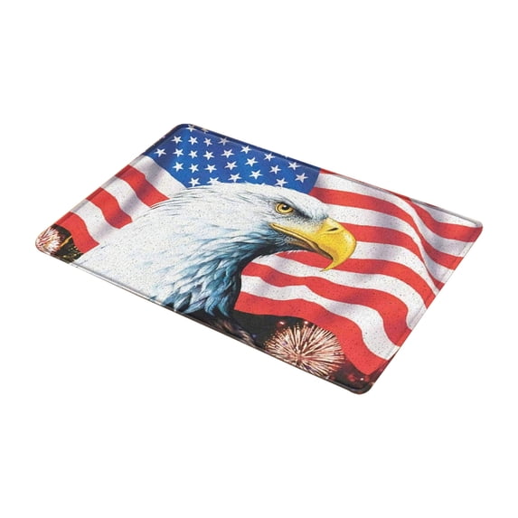 Qocolhg 4th of July Doormat Patriotic Welcome Mats with Non-Slip Rubber Retro American Flag Stars Stripes Vintage Floor Rug for Independence Day Memorial Day Home Decorations Clearance, 16x24 inch