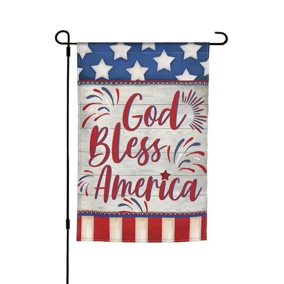 Qocolhg 4th of July Fireworks American Flag Independence Day Garden Flag Let Freedom Ring 12x18 inch Double Sided for Outside Patriotic Memorial Day Small Yard Flag, Clearance