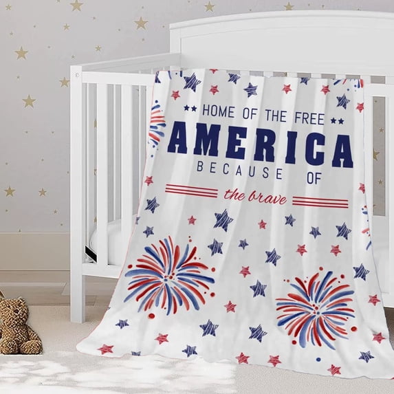Qocolhg 4th of July Luxury Velvet Super Soft Light Weight Blanket Prints Fleece Throw Blanket for All Year Round Home Decor, Fuzzy Warm and Cozy Couch Blanket, Independence Memorial Day Decor