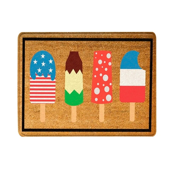 Qocolhg 4th of July Patriotic Coir Doormat Outdoor Summer Independence Day Memorial Day Rugs Non Slip Welcome Doormats for Kitchen Front Porch Indside Outside Entryway, 16x24 inch