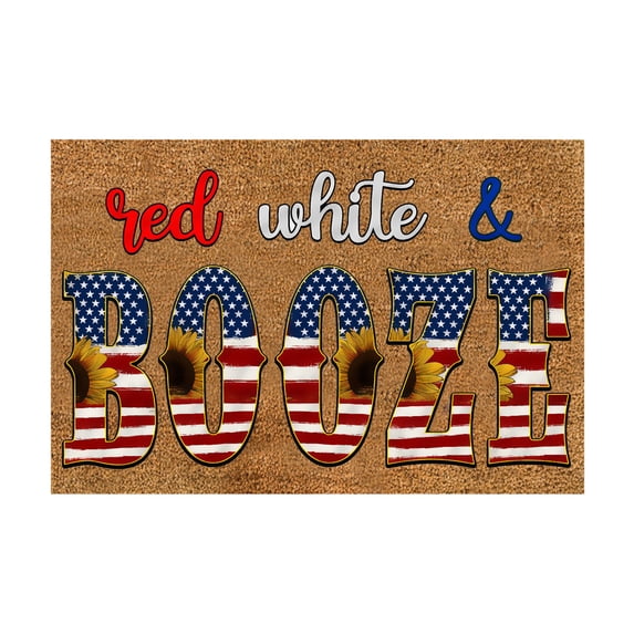 Qocolhg 4th of July Patriotic Coir Doormat Outdoor Summer Independence Day Memorial Day Rugs Non Slip Welcome Doormats for Kitchen Front Porch Indside Outside Entryway, 16x24 inch