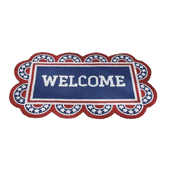 Qocolhg 4th of July Patriotic Doormat American Flag Memorial Independence Day Welcome Mat Non Slip Rubber Entryway Front Rug Floor Mat for Indoor Outdoor Kitchen Holiday Decorations Clearance