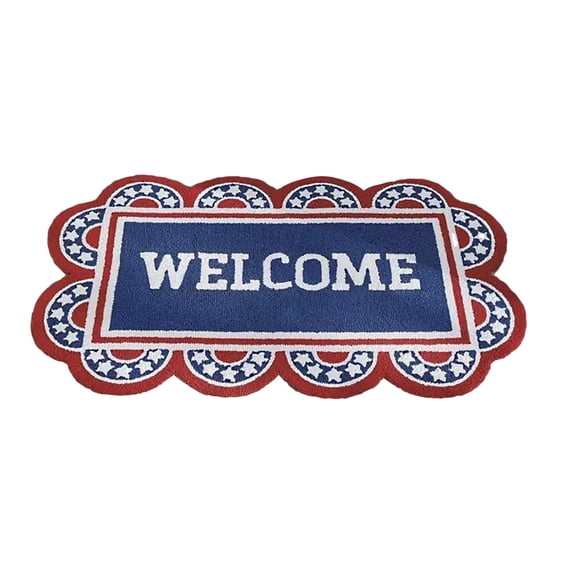 Qocolhg 4th of July Patriotic Doormat American Flag Memorial Independence Day Welcome Mat Non Slip Rubber Entryway Front Rug Floor Mat for Indoor Outdoor Kitchen Holiday Decorations Clearance